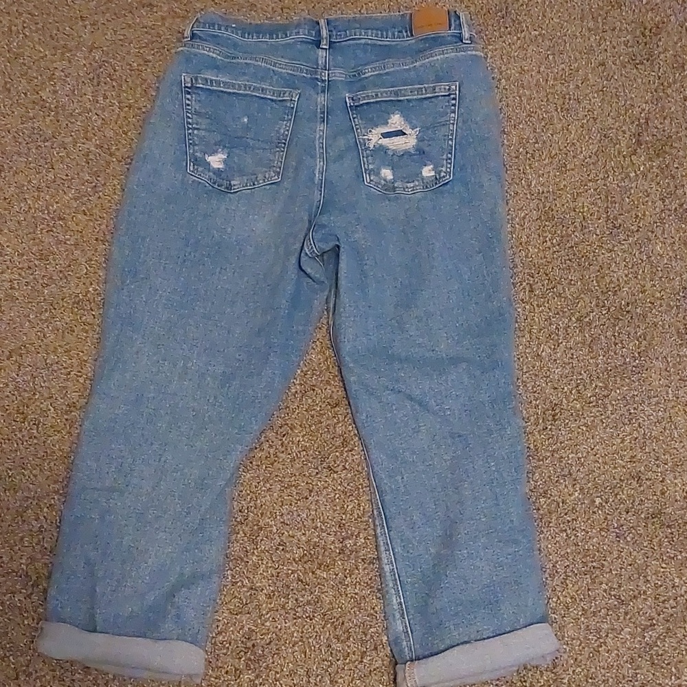 American Eagle Highest Rise 90s Boyfriend Distressed Ripped Jeans 14R - Picture 8 of 8